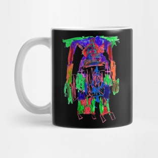 A rough robot scull warrior Mug